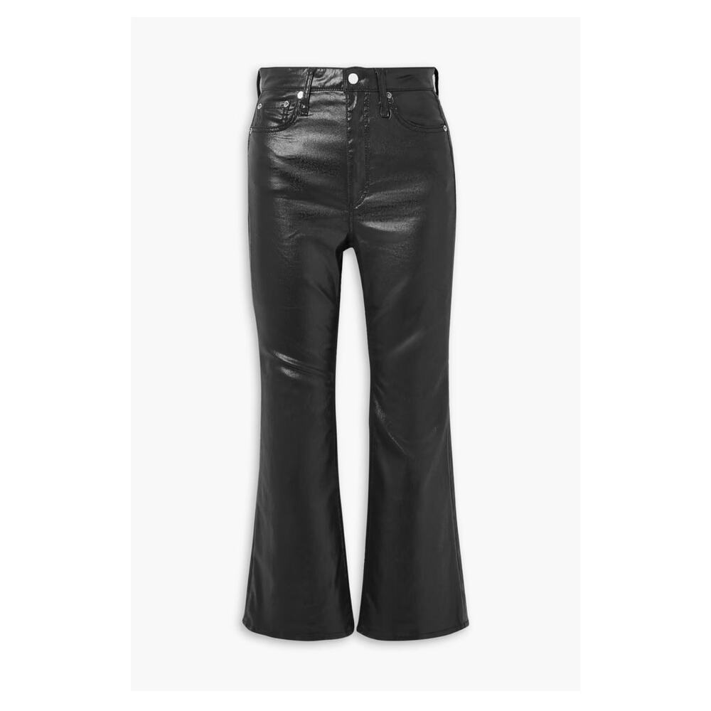New RAG & BONE Casey Coated High-Rise Biker Kick-Flare Jeans Size 24 US 2 - Picture 4 of 4